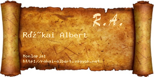 Rákai Albert névjegykártya