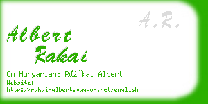 albert rakai business card